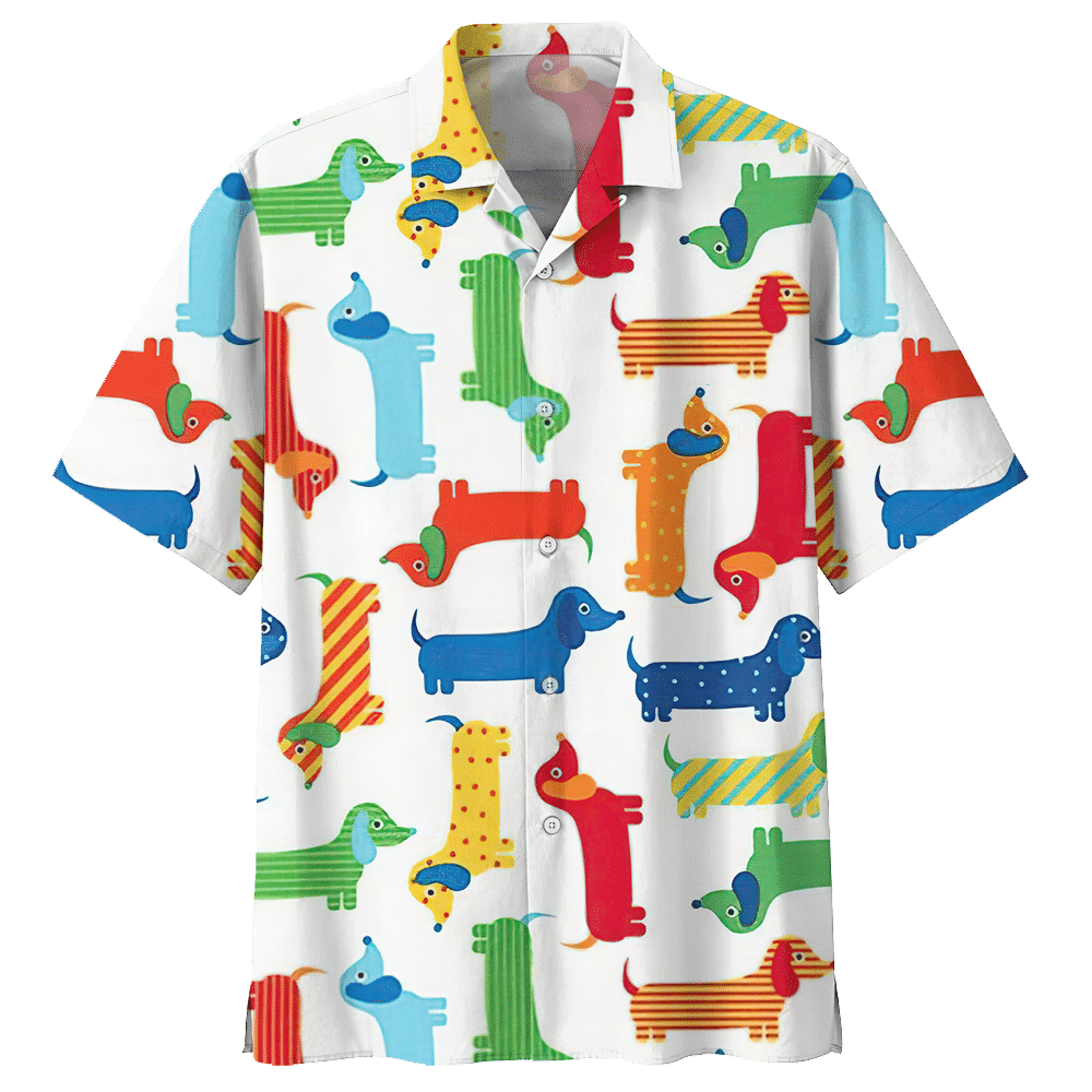 Dachshund White Amazing Unisex Hawaiian Shirt