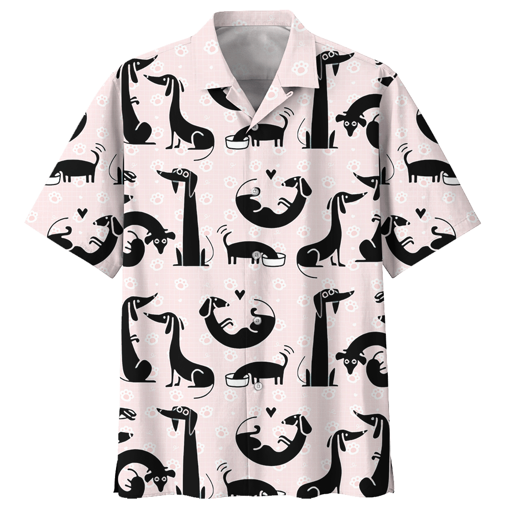 Dachshund White High Quality Unisex Hawaiian Shirt