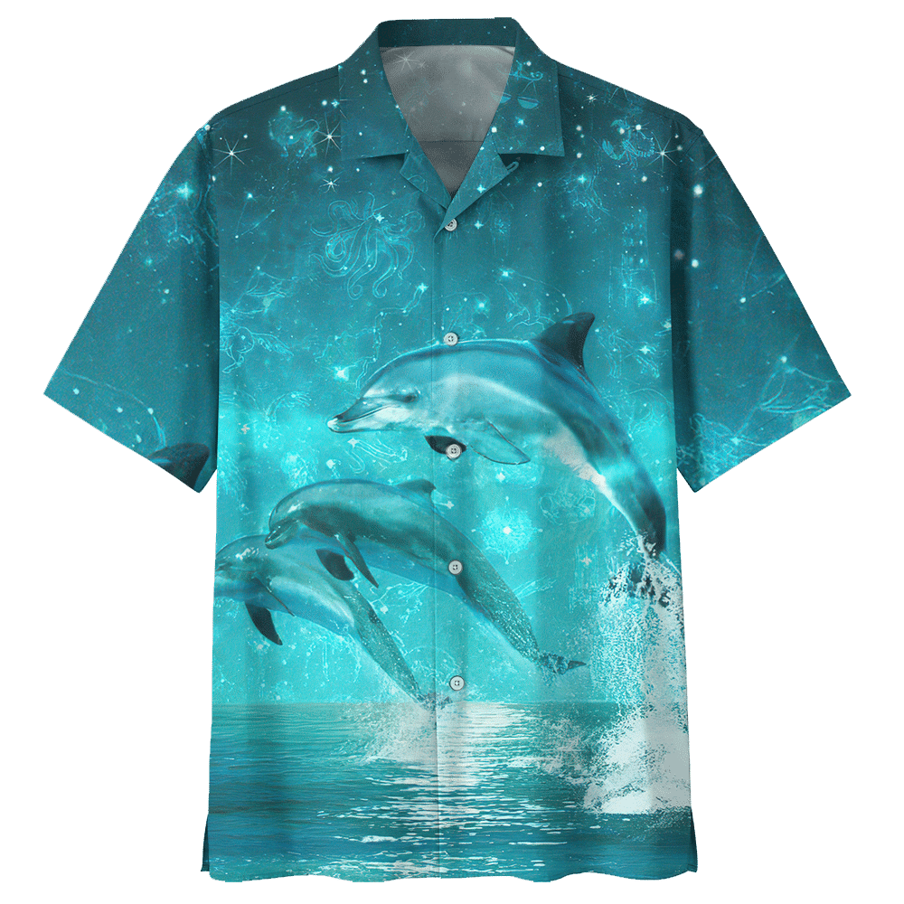 Dolphin Blue Awesome Unisex Hawaiian Shirt