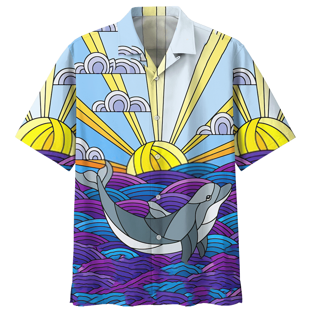 Dolphin Blue High Quality Unisex Hawaiian Shirt