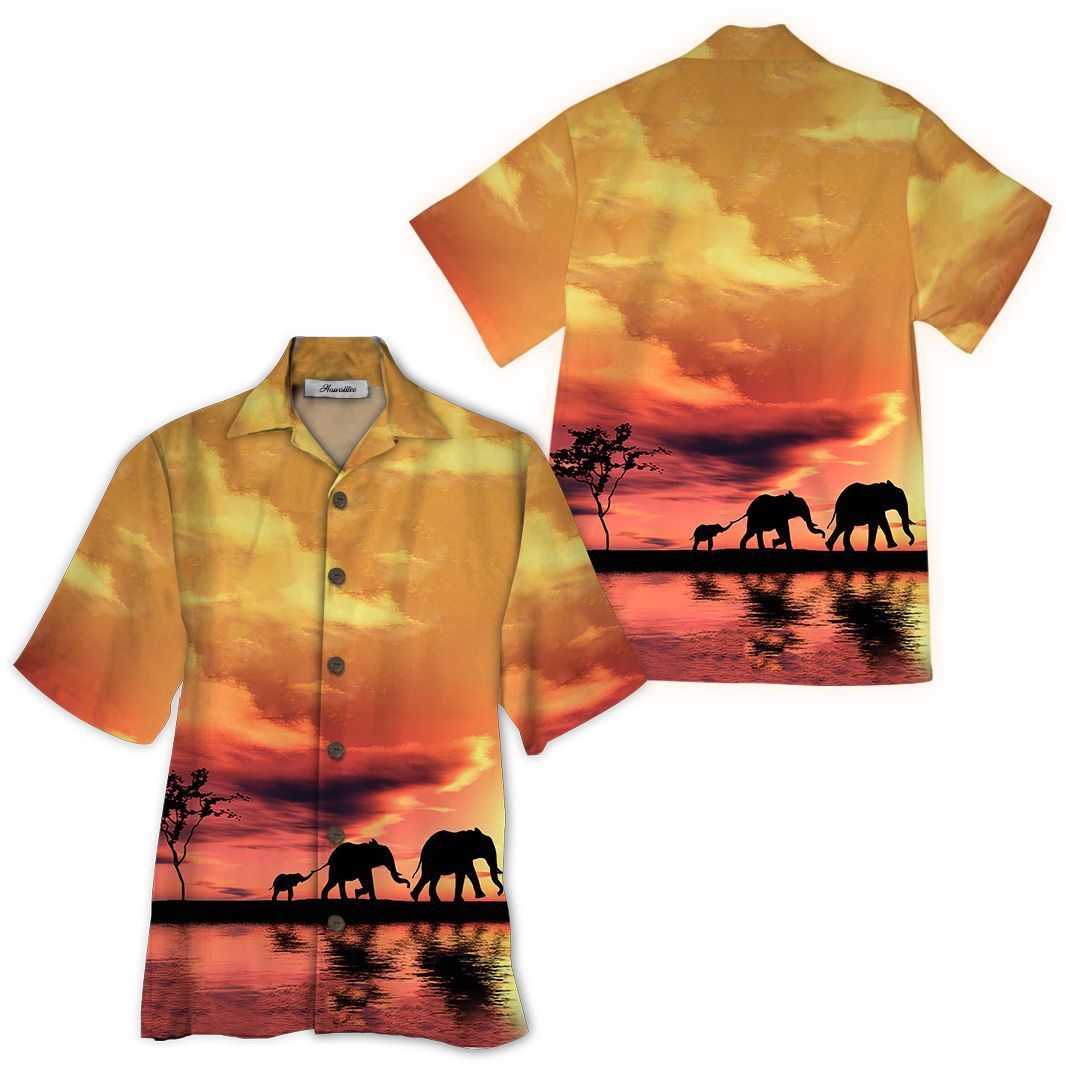 Elephant Orange Nice Design Unisex Hawaiian Shirt