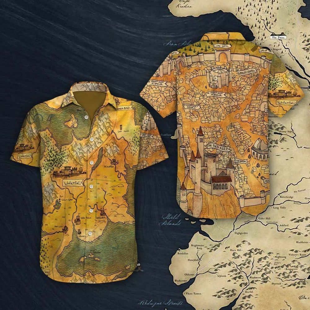 Got Vintage Map Yellow High Quality Unisex Hawaiian Shirt