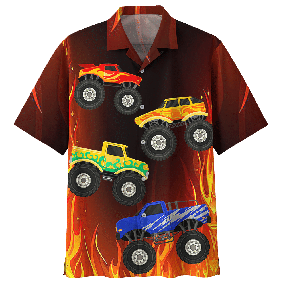 Monster Truck Red High Quality Unisex Hawaiian Shirt