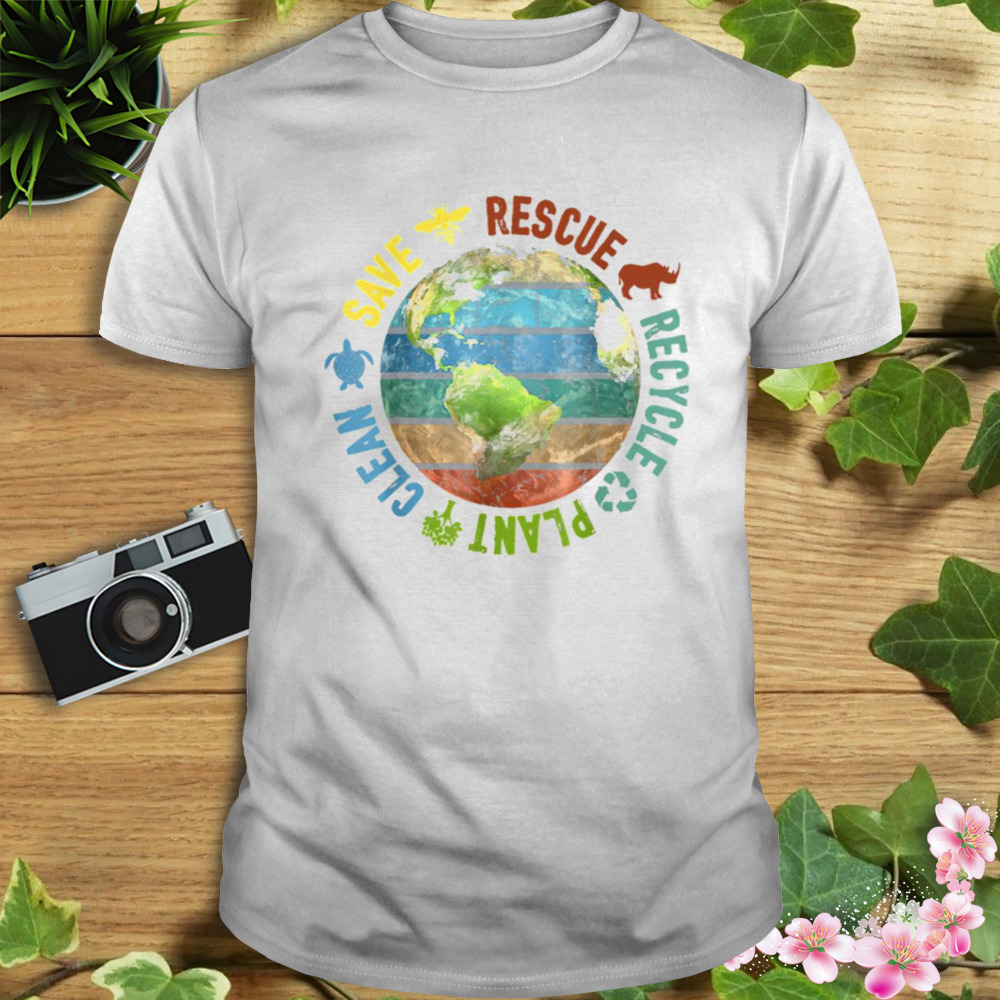 Save Bees Rescue Animals Recycle Plastics Earth Day Vintage shirt 1 Unisex shirt