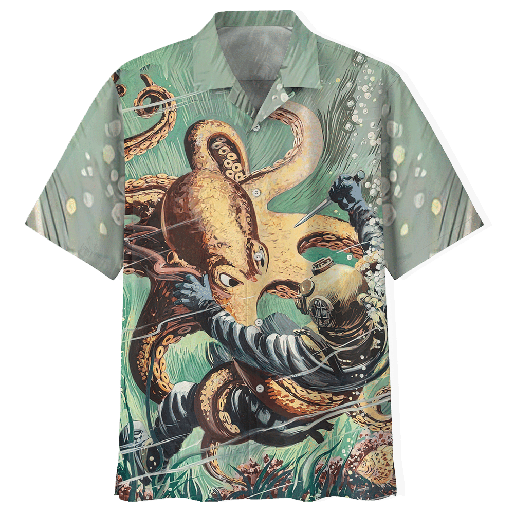 Scuba Diving  Blue Nice Unisex Hawaiian Shirt