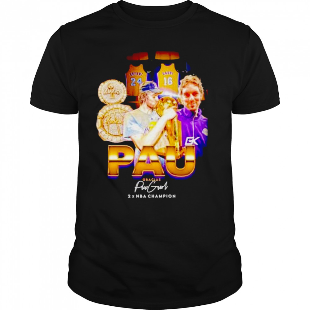 gracias Pau LA Lakers 2x NBA champion shirt