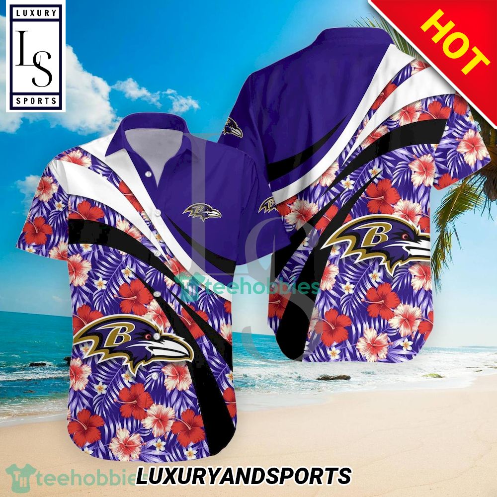 Baltimore Ravens NFL Hibiscus Tropical Flower Hawaiian Shirt