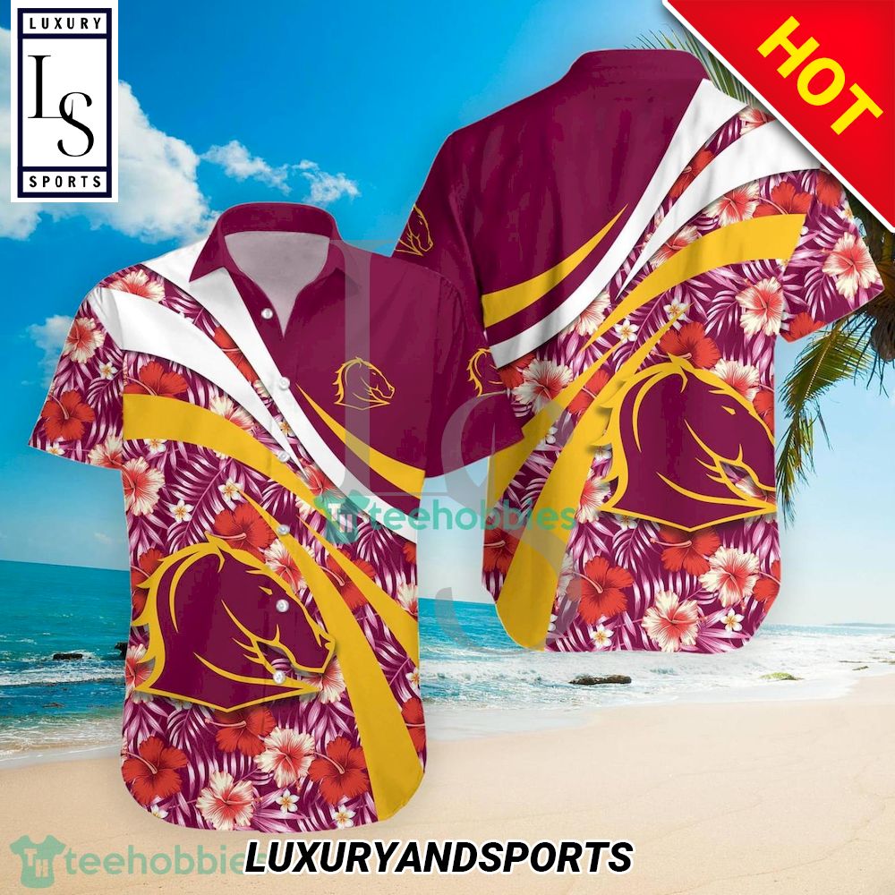 Brisbane Broncos NRL Hibiscus Tropical Flower Hawaiian Shirt