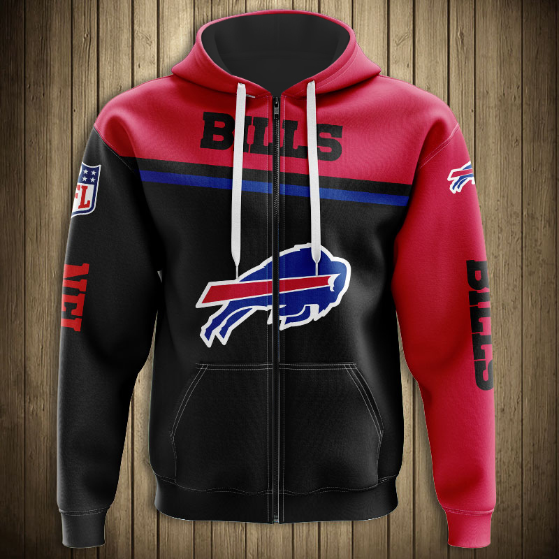 Buffalo Bills 3D Skull Zip Hoodie Pullover Sweatshirt for fans