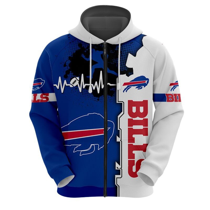 Buffalo Bills Hoodie graphic heart ECG line