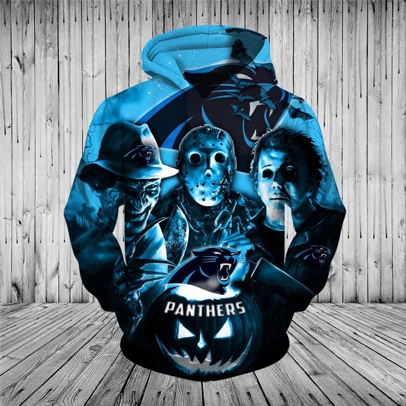 Carolina Panthers hoodie 3D cheap Horror night Halloween Pullover NFL