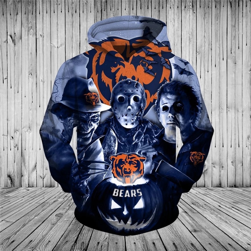 Chicago Bears Hoodie 3D cheap Horror night Halloween Pullover NFL