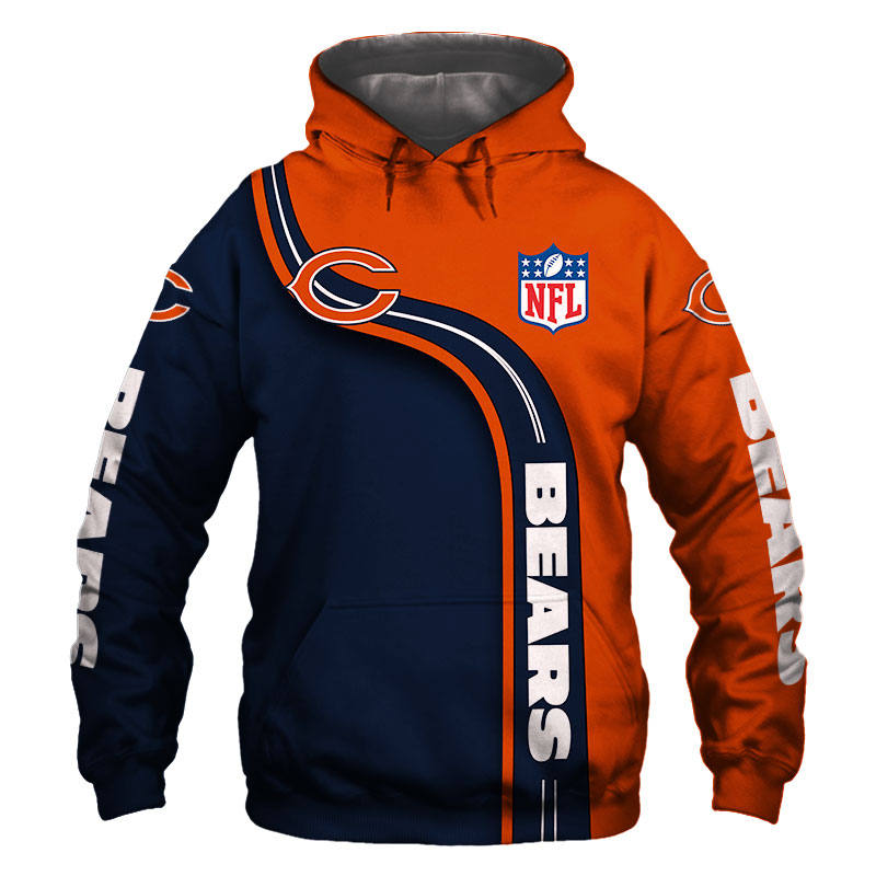 Chicago Bears Zip Hoodie 3D cute Sweatshirt Pullover gift for fans