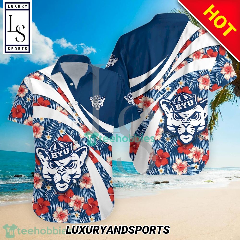 BYU Cougars NCAA Hibiscus Tropical Flower Hawaiian Shirt
