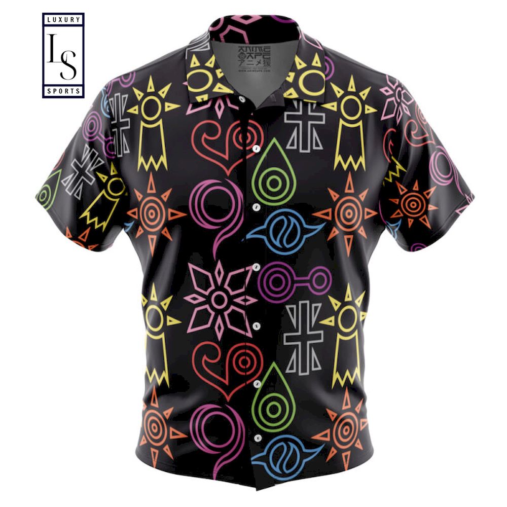 Crest Symbols Digimon Button Up Hawaiian Shirt