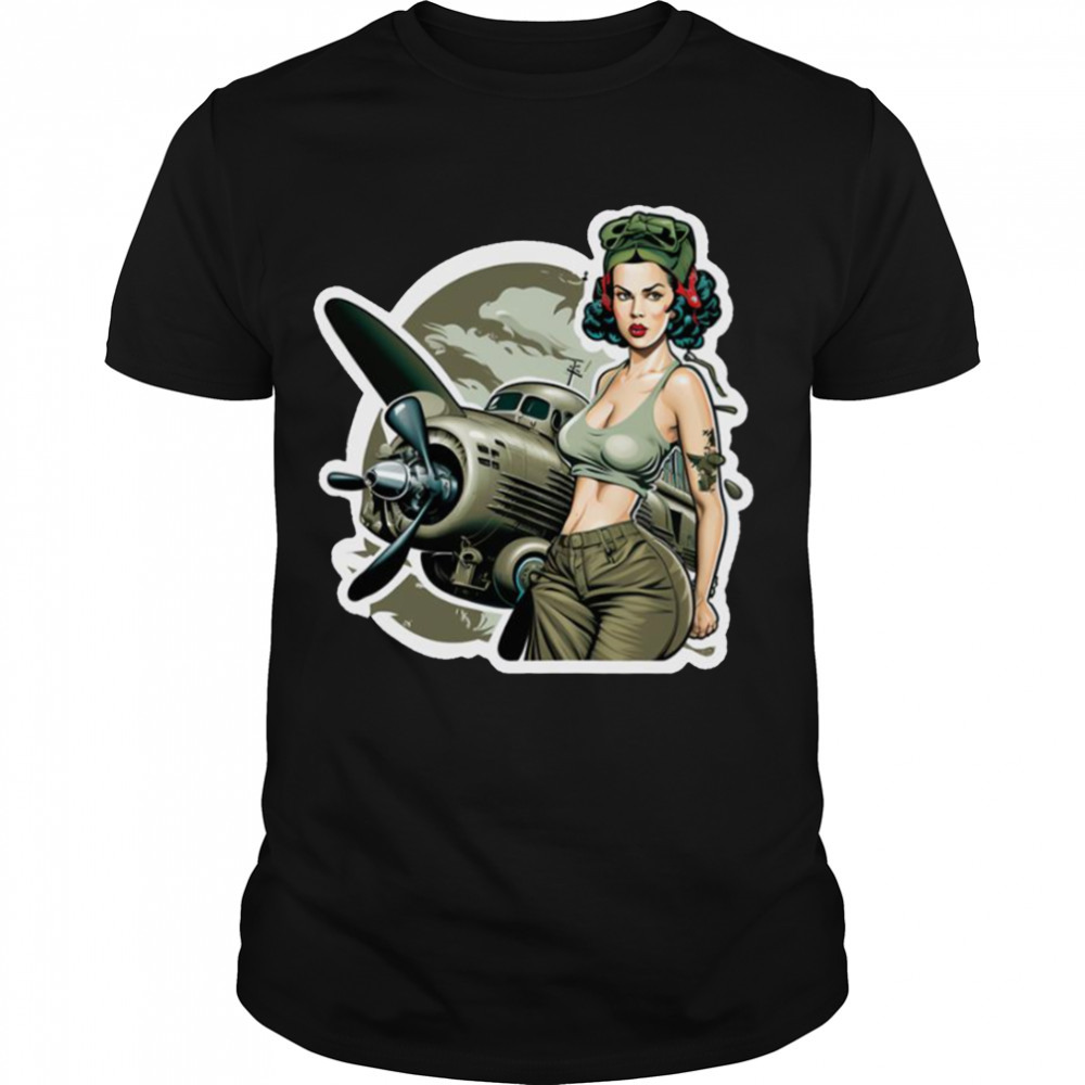 Wwii Military Aircraft Pinup Girl shirt