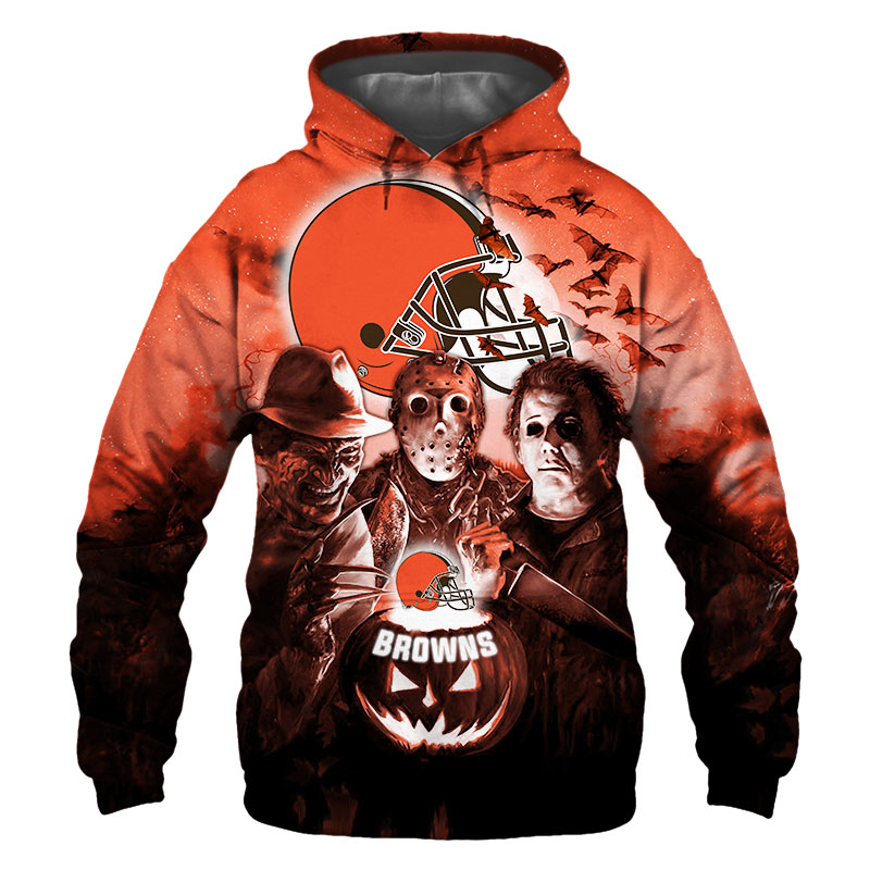 Cleveland Browns Hoodie 3D Halloween Horror night gift for fans