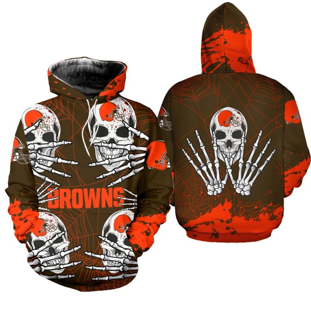 Cleveland Browns Hoodie skull for Halloween graphic