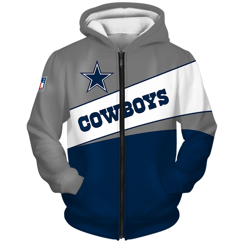 Dallas Cowboys Zip Hoodie 3D Long Sleeve Pullover new season