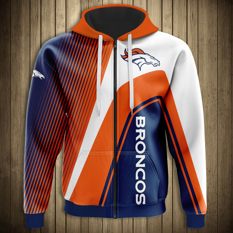 Denver Broncos 3D Zip Hoodie cheap Sweatshirt Pullover NFL