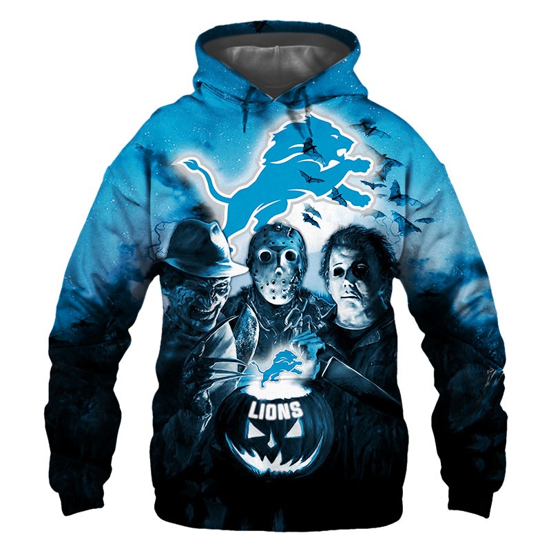 Detroit Lions Hoodie 3D Halloween Horror night gift for fans