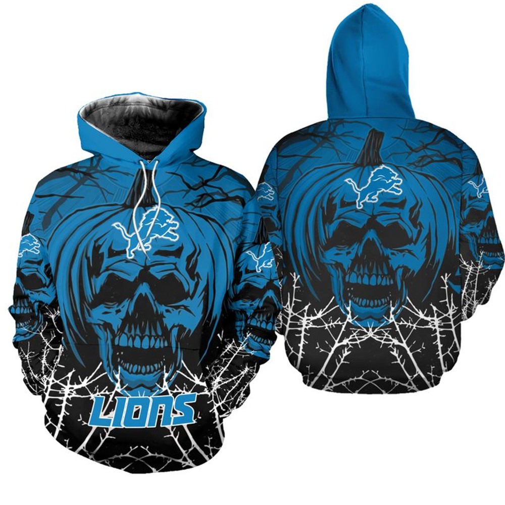 Detroit Lions Hoodie Halloween pumpkin skull print sweatshirt