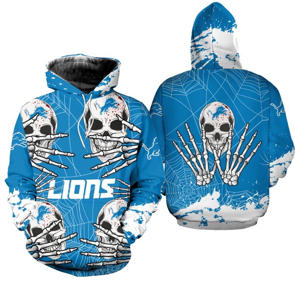 Detroit Lions Hoodie skull for Halloween graphic