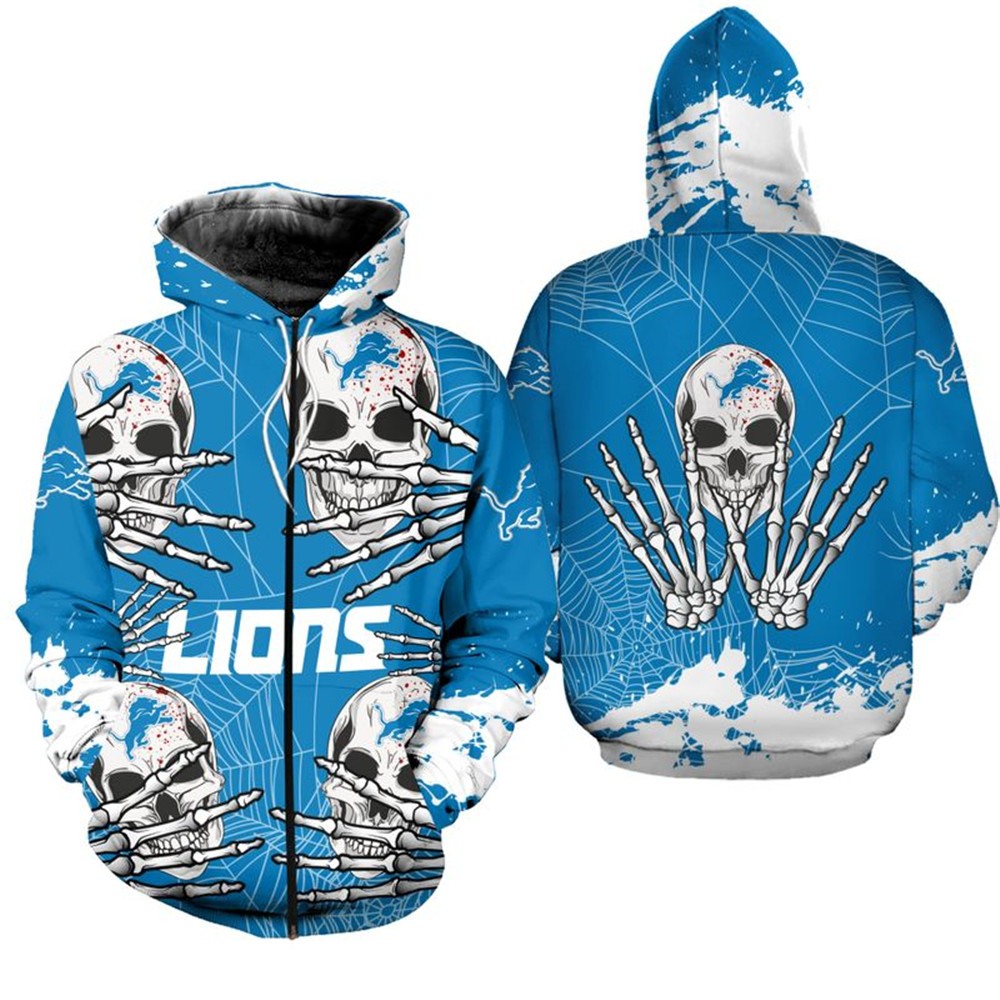 Detroit Lions Hoodie skull for Halloween graphic 2 Detroit Lions Hoodie skull for Halloween graphic