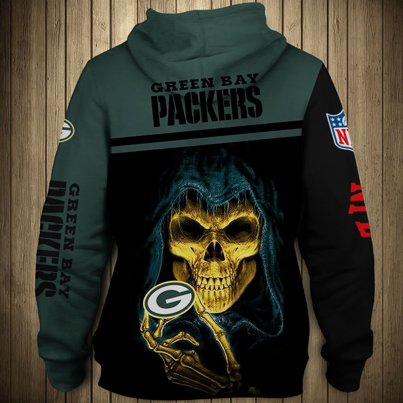Green Bay Packers 3D Skull Zip Hoodie Pullover Sweatshirt for fans 2 Green Bay Packers 3D Skull Zip Hoodie Pullover Sweatshirt for fans