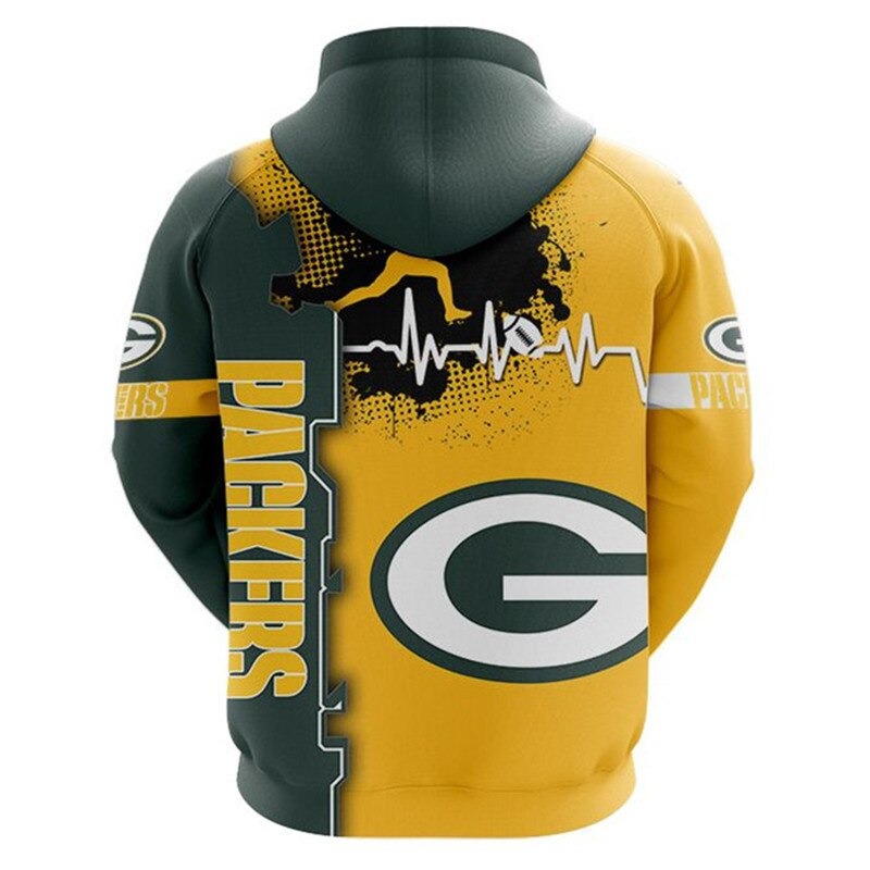 Green Bay Packers Hoodie graphic heart ECG line 2 Green Bay Packers Hoodie graphic heart ECG line