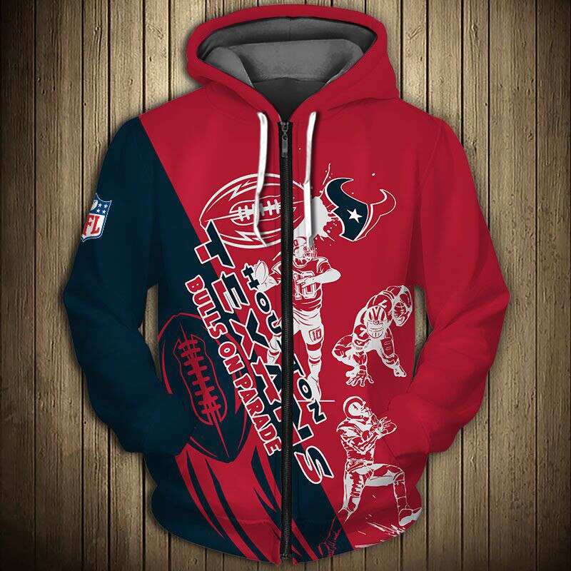 Houston Texans Football 3D Hoodie Zigzag Nfl Logo 3D