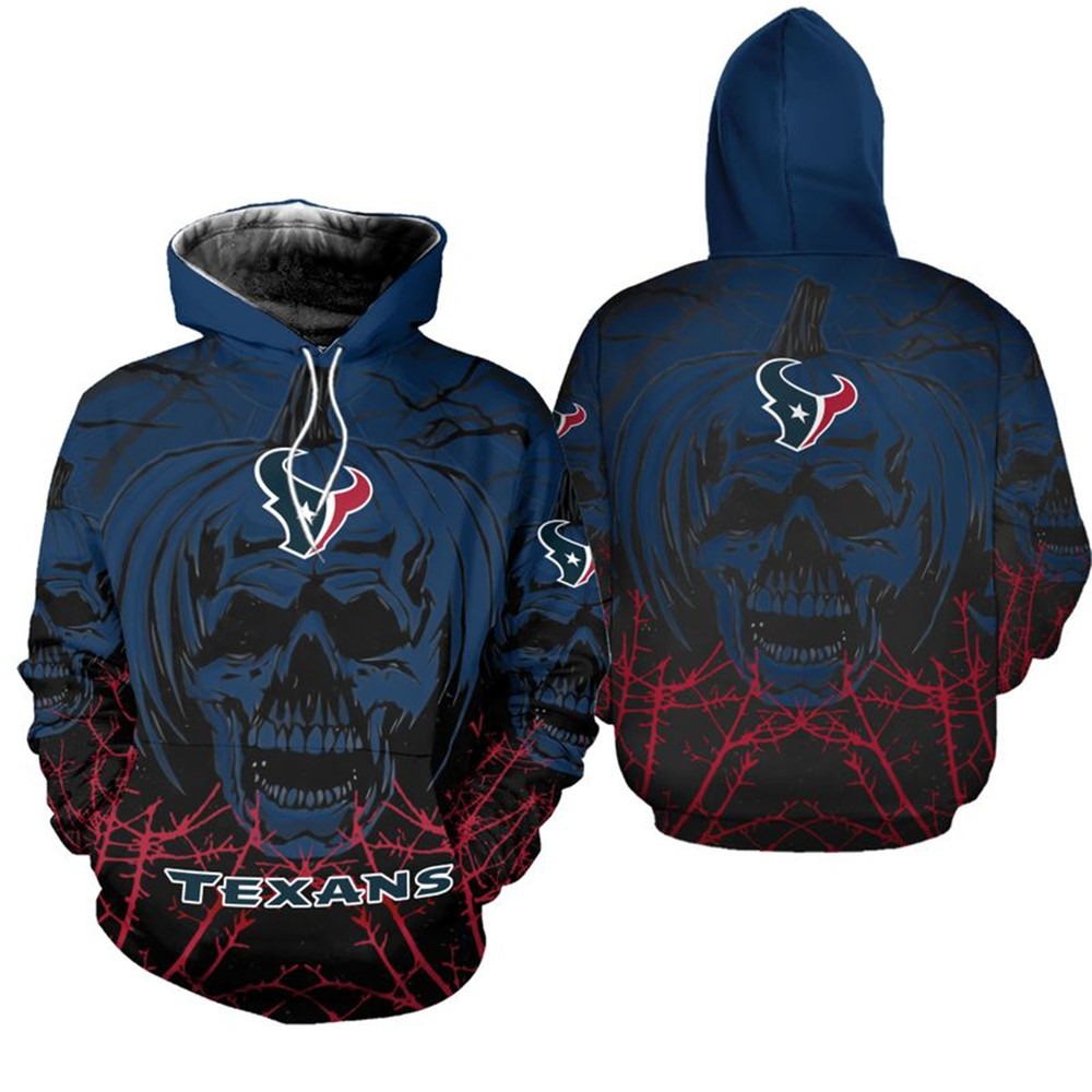 Houston Texans Hoodie Halloween pumpkin skull print sweatshirt