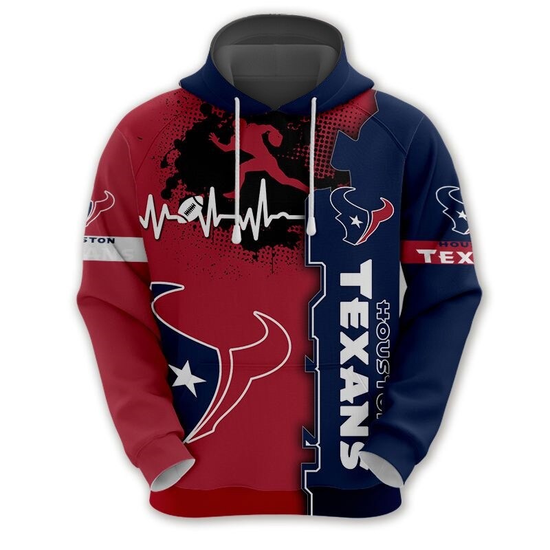 Houston Texans Hoodie graphic heart ECG line