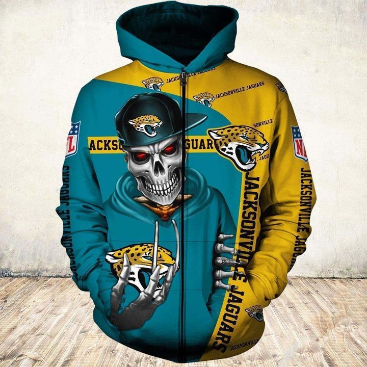 3D Skull Jacksonville Jaguars Hoodies Cheap in 2023