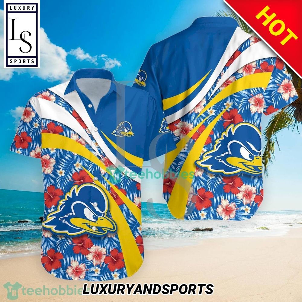 Delaware Blue Hens NCAA Hibiscus Tropical Flower Hawaiian Shirt