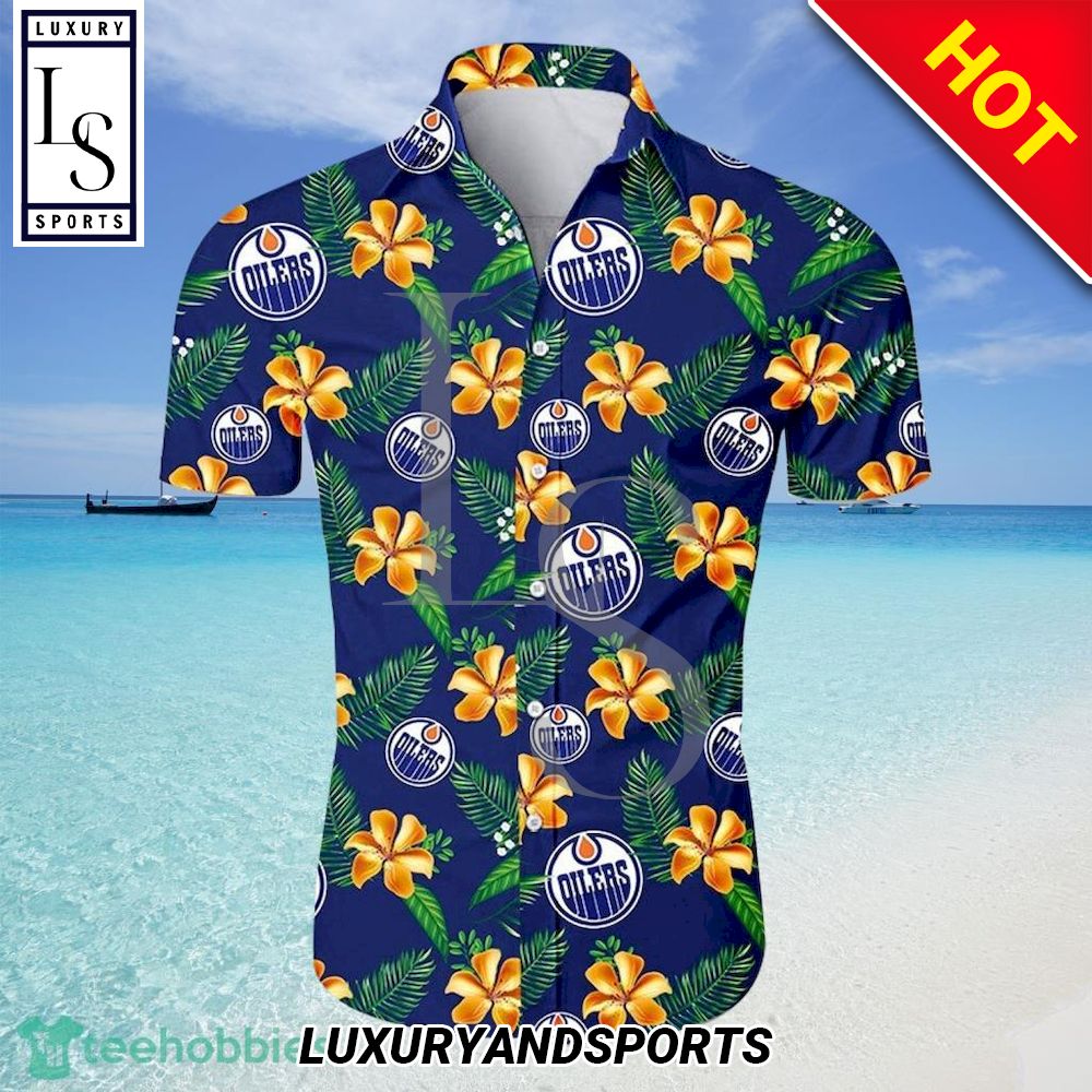 Edmonton Oilers Tropical Flower NHL Hawaiian Shirt