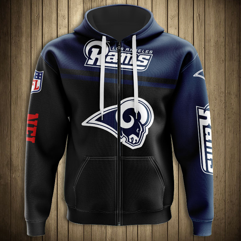 NFL Los Angeles Rams Skull Funny Blue Hoodie, Zip Hoodie 3D All Over Print  For Fans