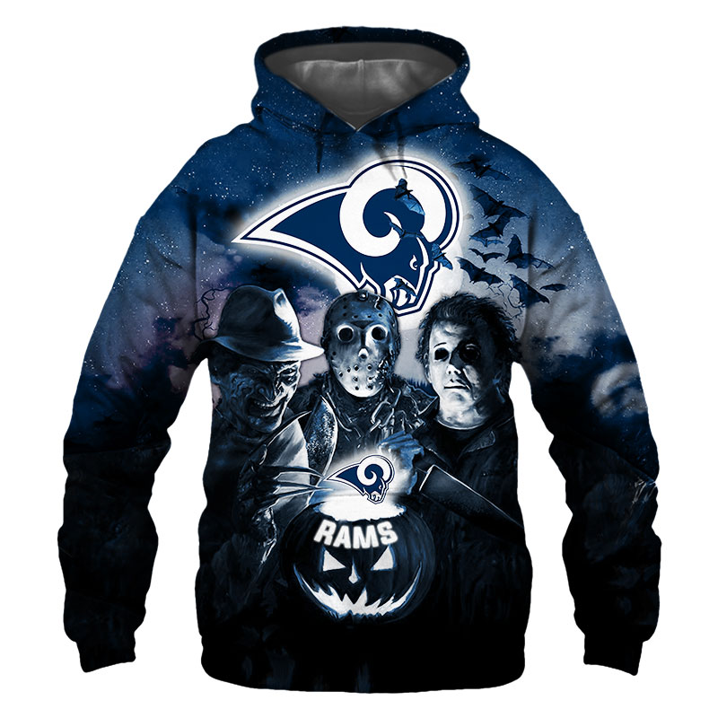 Los Angeles Rams Hoodie 3D Halloween Horror night gift for fans