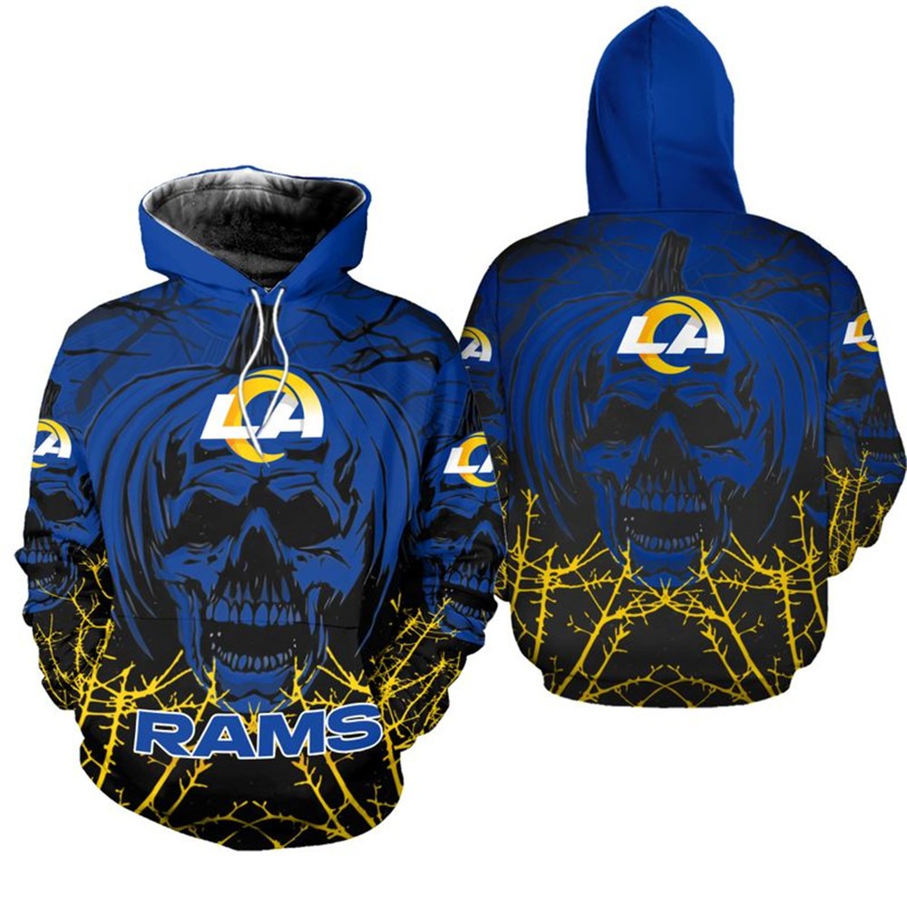 Los Angeles Rams Hoodie Halloween pumpkin skull print sweatshirt