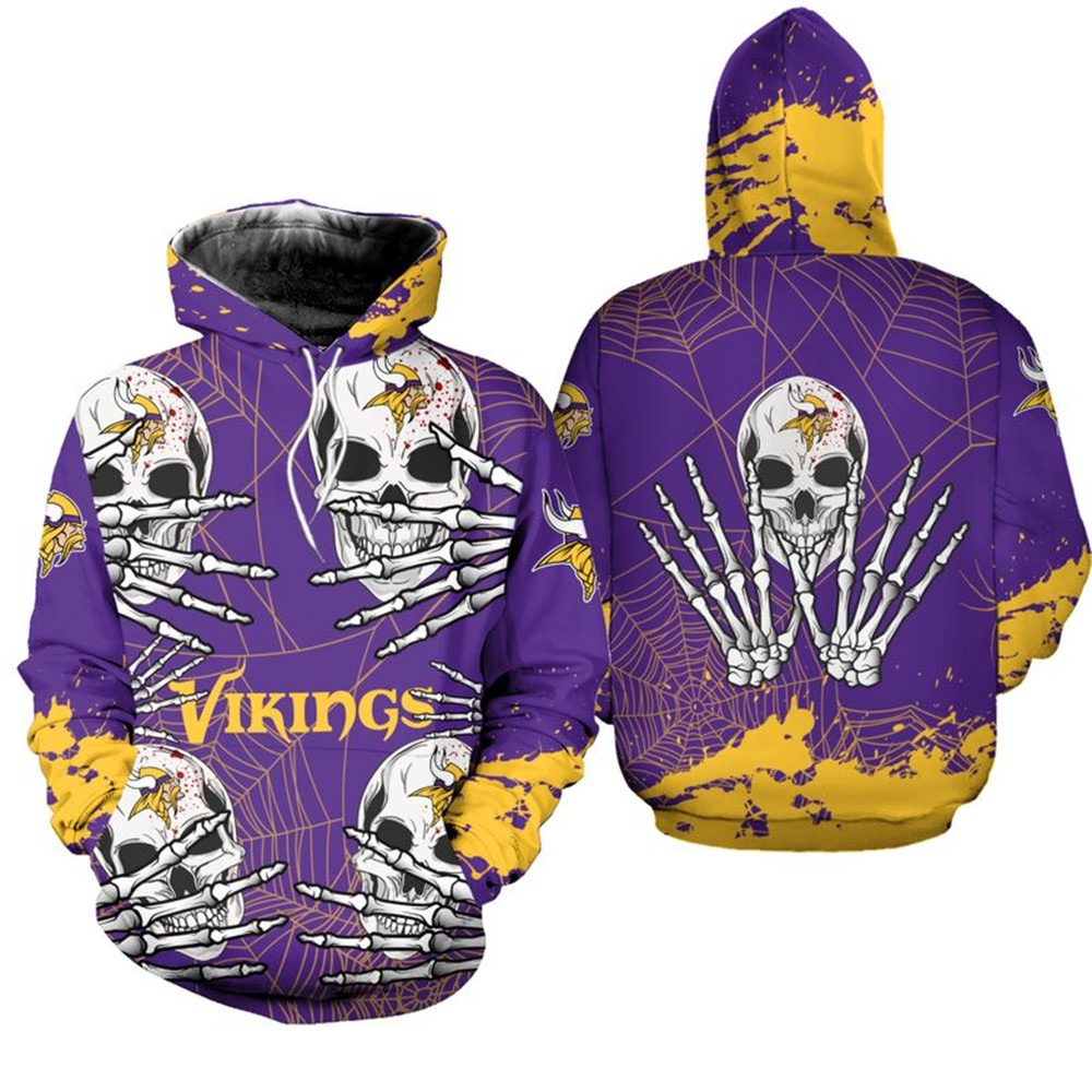 Minnesota Vikings Hoodie skull for Halloween graphic