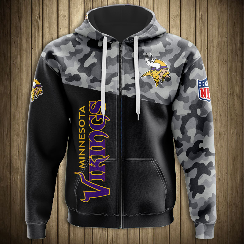 Minnesota Vikings Military Hoodies 3D Sweatshirt Long Sleeve New