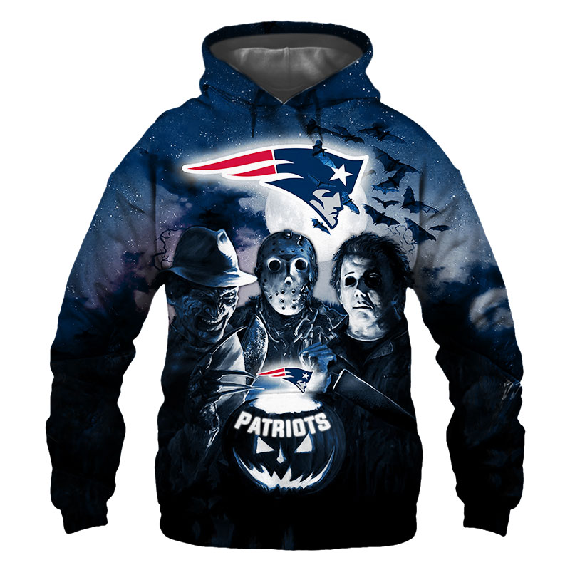 New England Patriots Hoodie 3D Halloween Horror night gift for fans