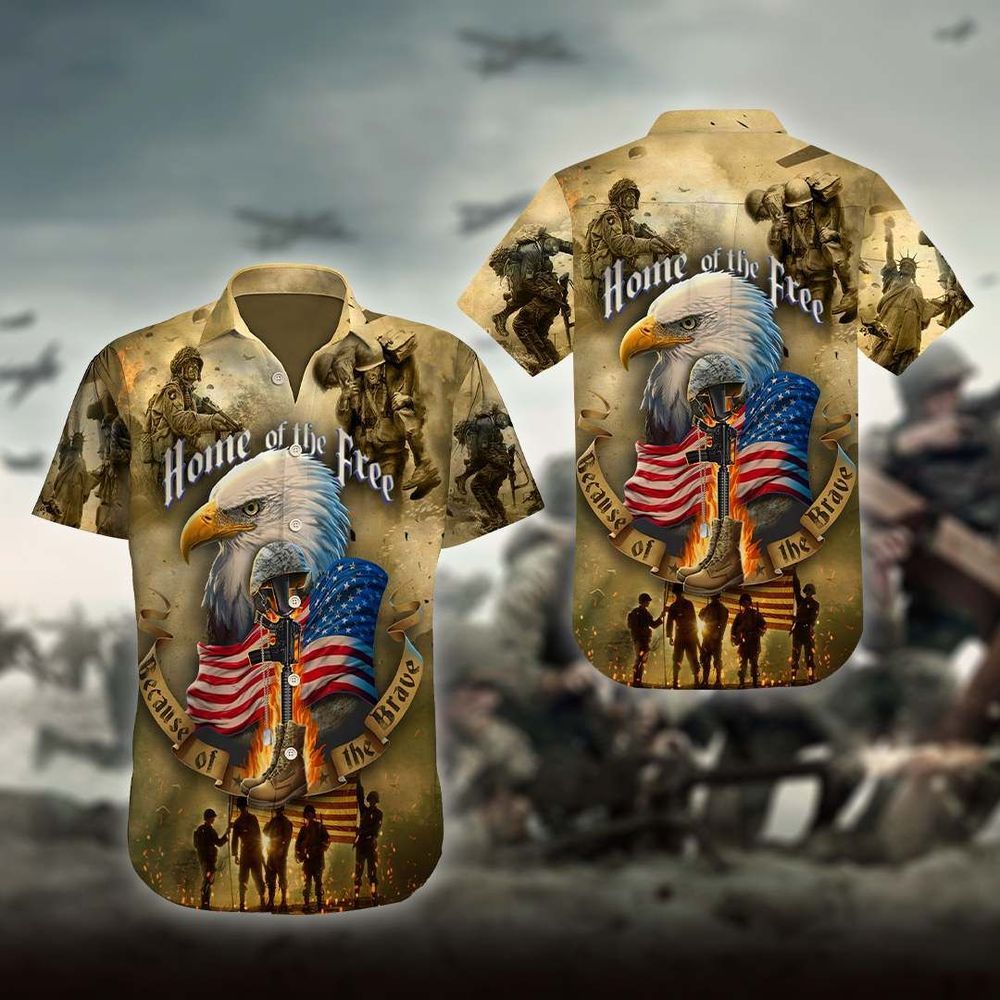 Home Of The Free Army Khaki Awesome Design Unisex Hawaiian Shirt For Men And Women Dhc17063056