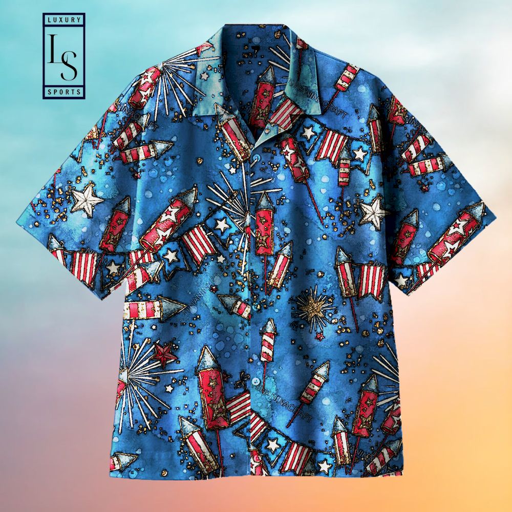 Independence Day Fireworks in USA Hawaiian Shirt