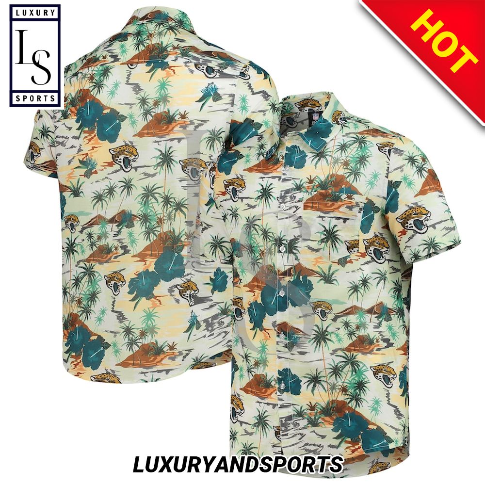 Jacksonville Jaguars Cream Paradise Floral Hawaiian Shirt