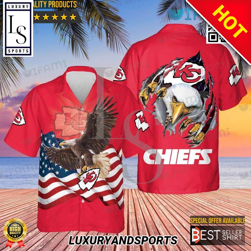 Kansas City Chiefs Eagles USA Flag Hawaii Shirt