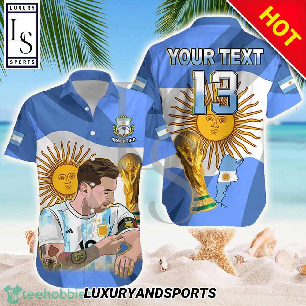Lionel Messi Argentina Champions Personalized Hawaiian Shirt