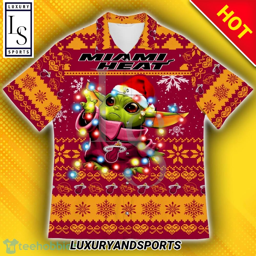 Miami Heat Baby Yoda Star Wars Christmas Hawaiian Shirt