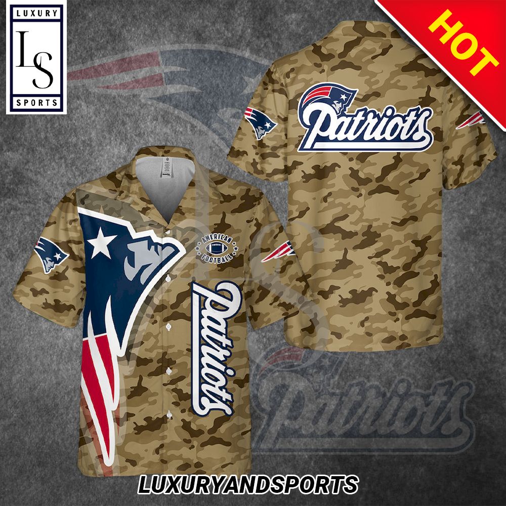 New England Patriots Camouflage Hawaiian Shirt