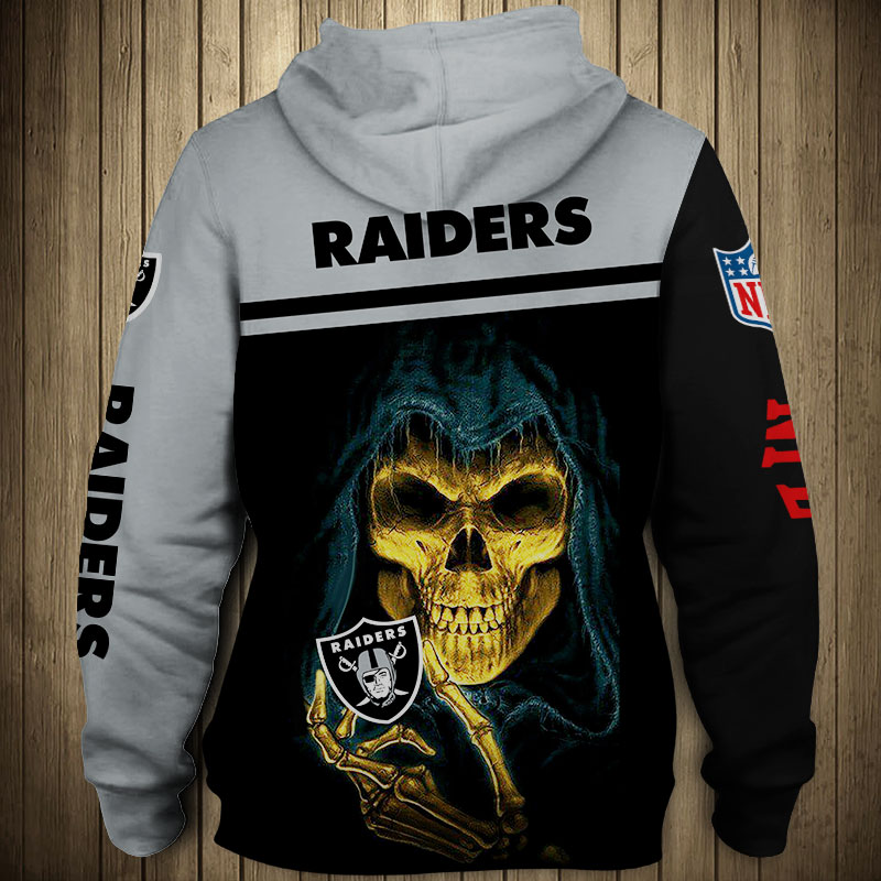 Oakland Raiders 3D Skull Zip Hoodie Pullover Sweatshirt for fans